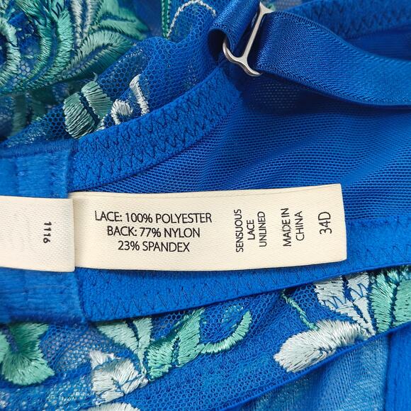 Soma Blue Sensuous Lace Unlined Bra Womens 34D - Picture 3 of 4